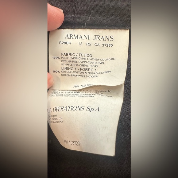 Armani Jeans Black Leather Motorcycle Jacket, Women's Size 6 - Picture 16 of 16